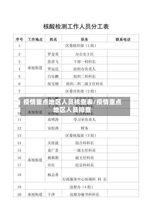 疫情重点地区人员核查表/疫情重点地区人员排查-第1张图片